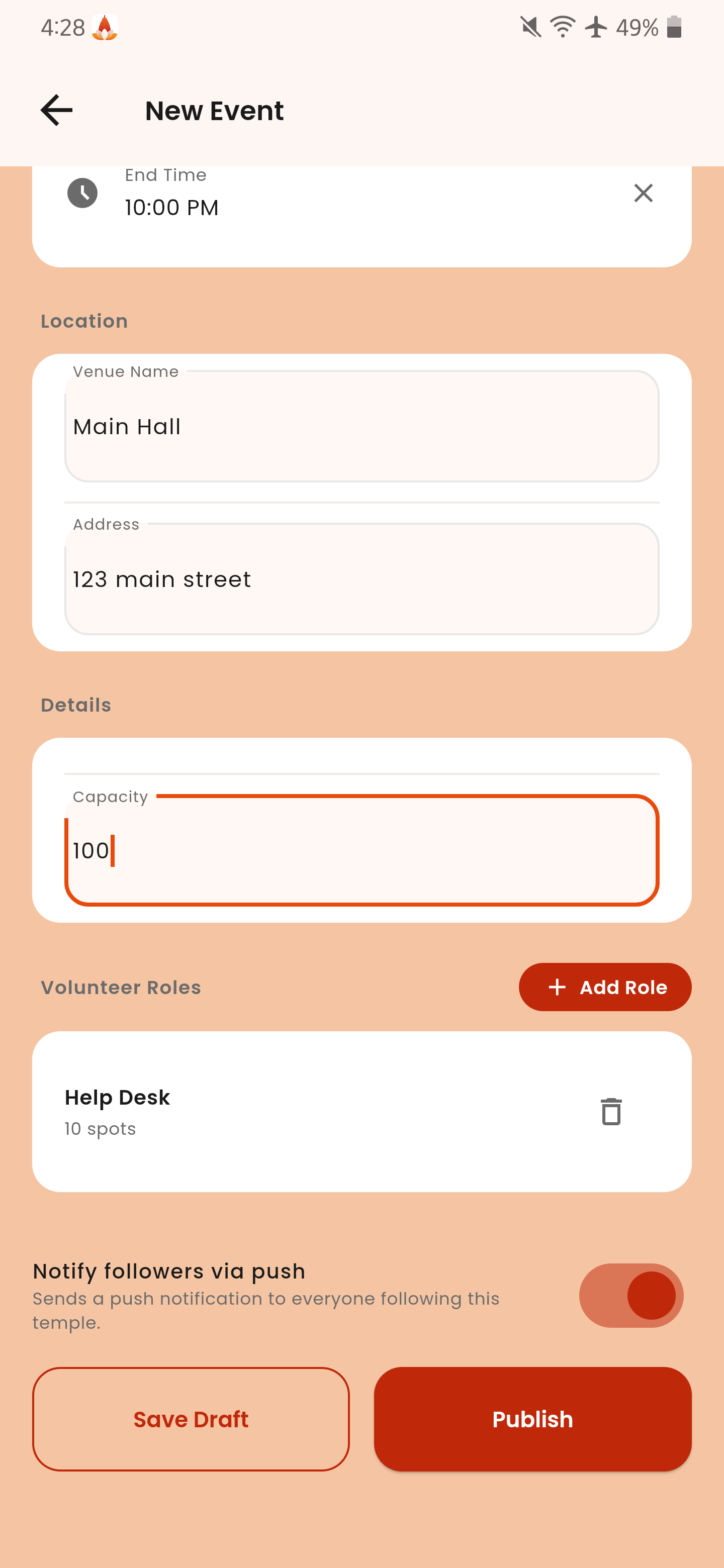 Create event