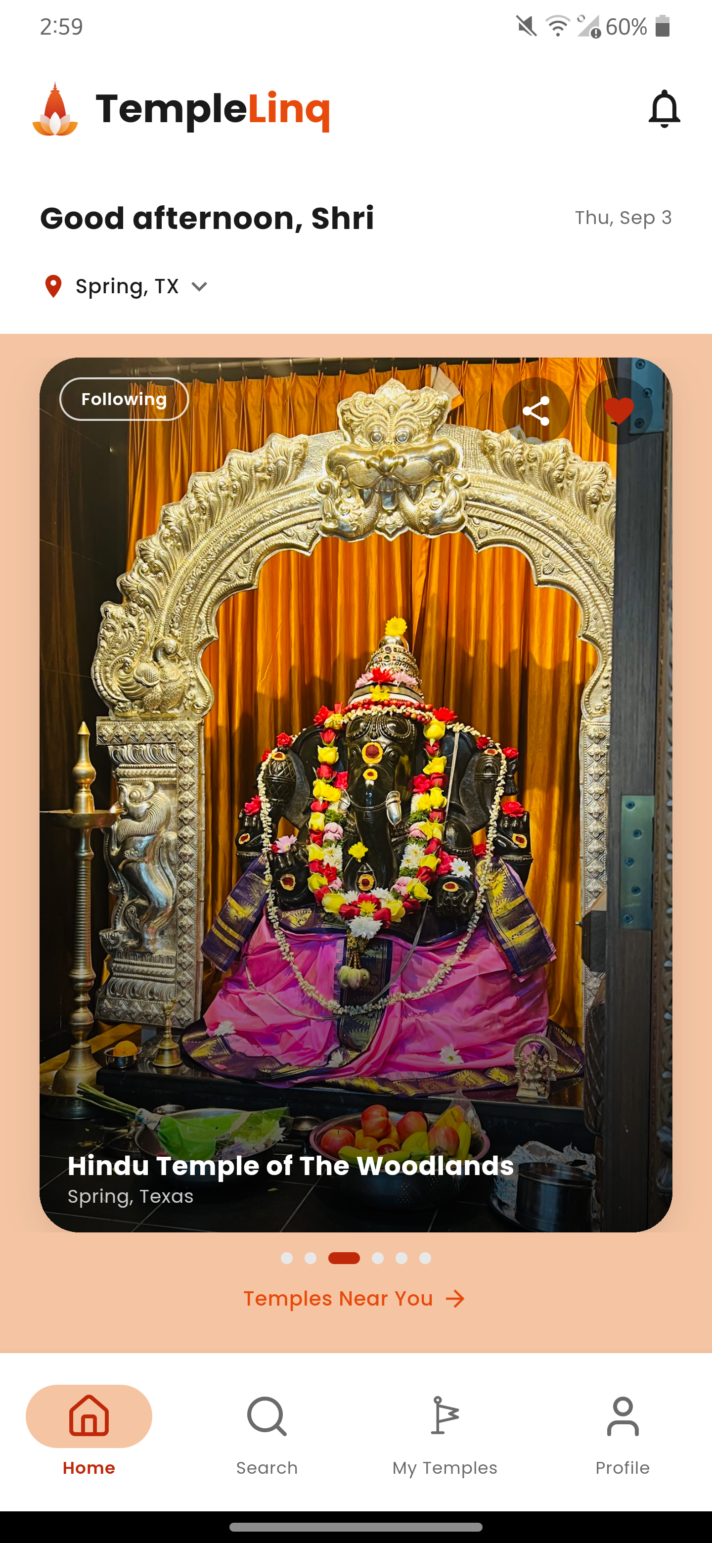 Devotee home feed